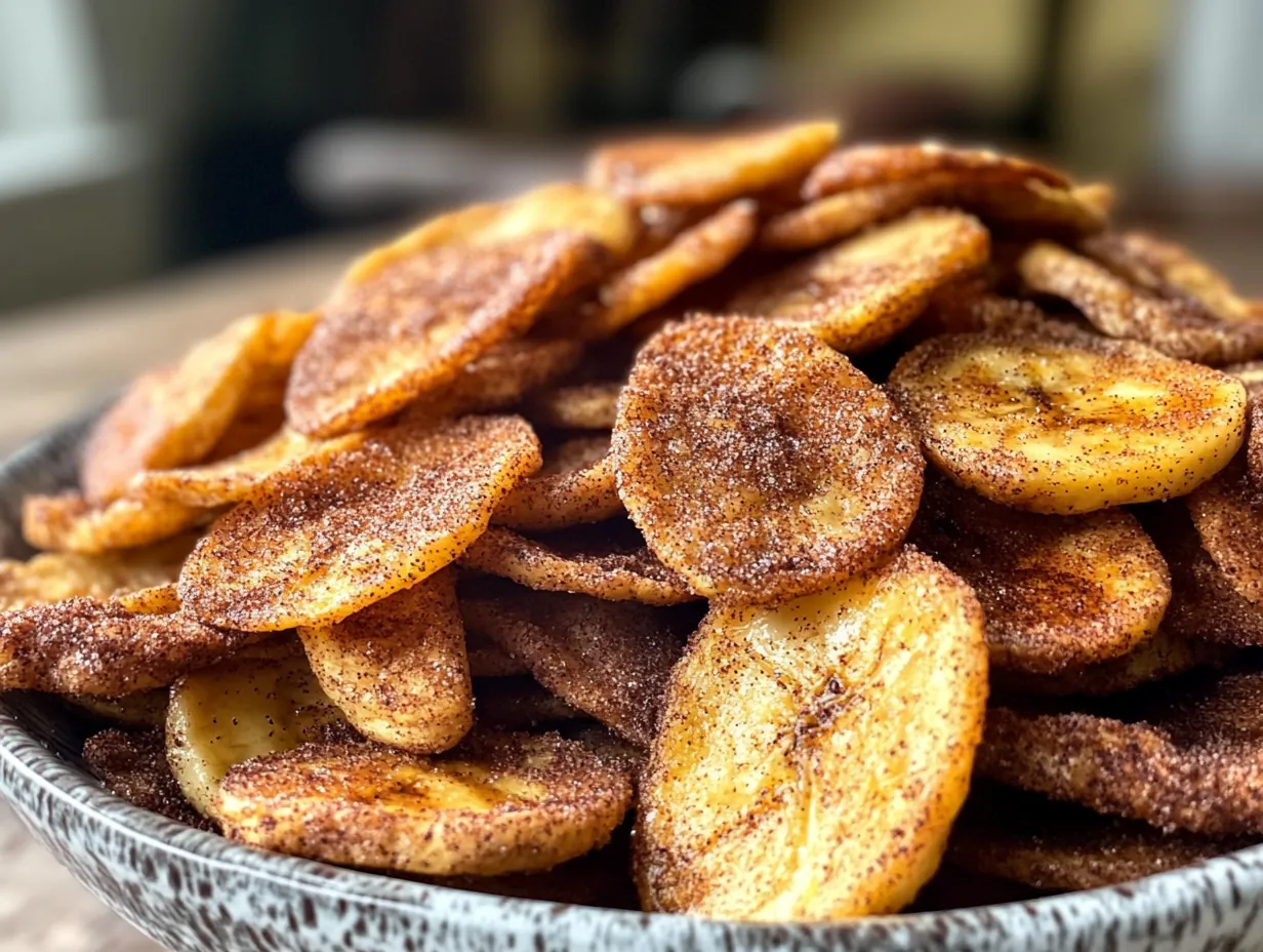 Crispy Air Fryer Cinnamon Sugar Banana Chips: Your New Favorite Snack finished dish