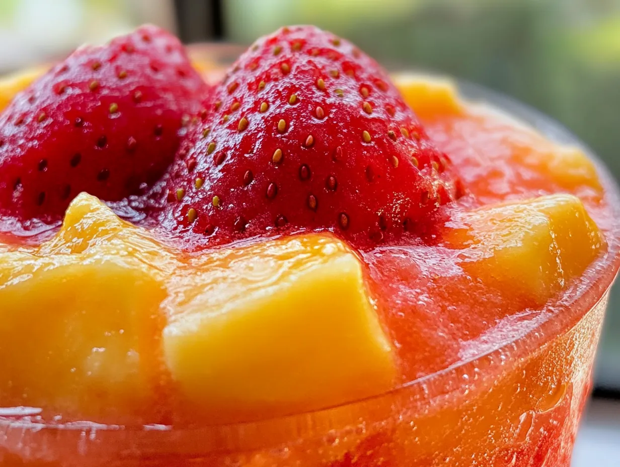 Escape with a Mango Strawberry Piña Colada step by step
