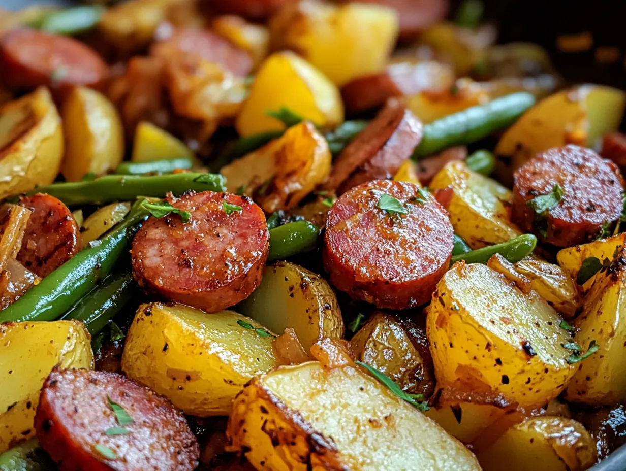 Hearty One Pan Kielbasa and Potatoes: A Weeknight Wonder finished dish
